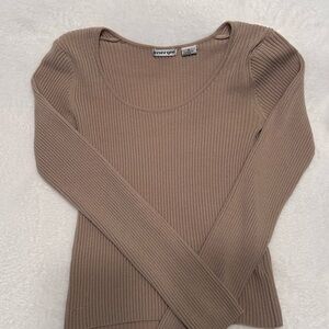 Energie Beige Ribbed Knit Top